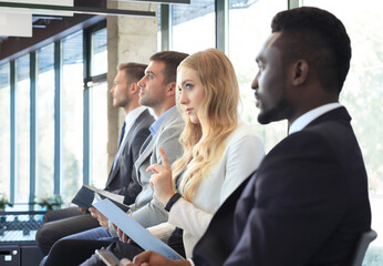 Stressful people waiting for job interview
