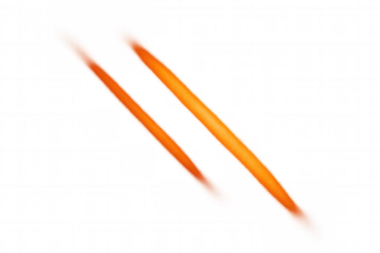 Orange glowing light lines creating a dynamic energy scratch mark effect, transparent background overlay