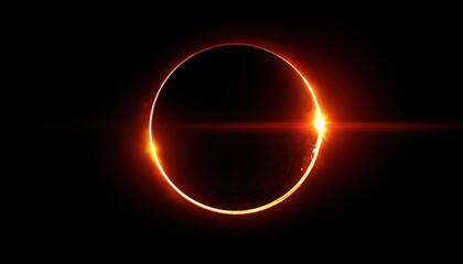 Glowing Science Of Space: Dark Moon, Orange Fire, And Sun Eclipse Illuminate With An Ethereal Light In The Universe.