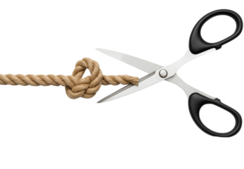 Scissors Cutting a Knotted Rope
