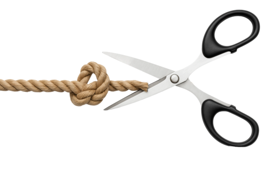 Scissors Cutting a Knotted Rope