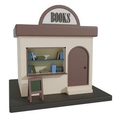 3d render illustration of Bookstore