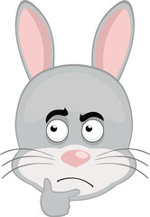 vector illustration emoticon character face rabbit rodent animal, with a thinking or doubting expression