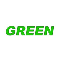 The word green in green color isolated on transparent background for design use