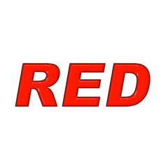 The word red in red color isolated on transparent background for design use