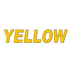 The word yellow in bold yellow letters isolated on transparent background