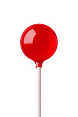 Delicious Red Lollipop on White Stick Isolated on Black Background Sweet Treat Delightful Candy