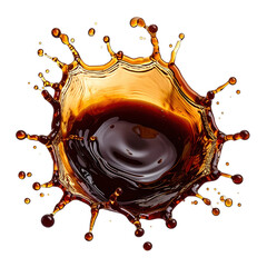 Dynamic splash of dark liquid, creating an explosive crown shape, isolated on white