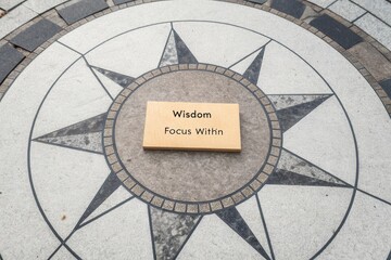 Top down view of circular pattern with centered focus words