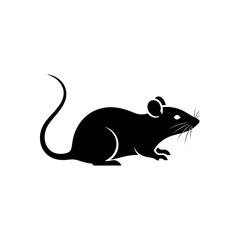 Obraz premium Silhouette of a Black Mouse Standing on a White Background.
