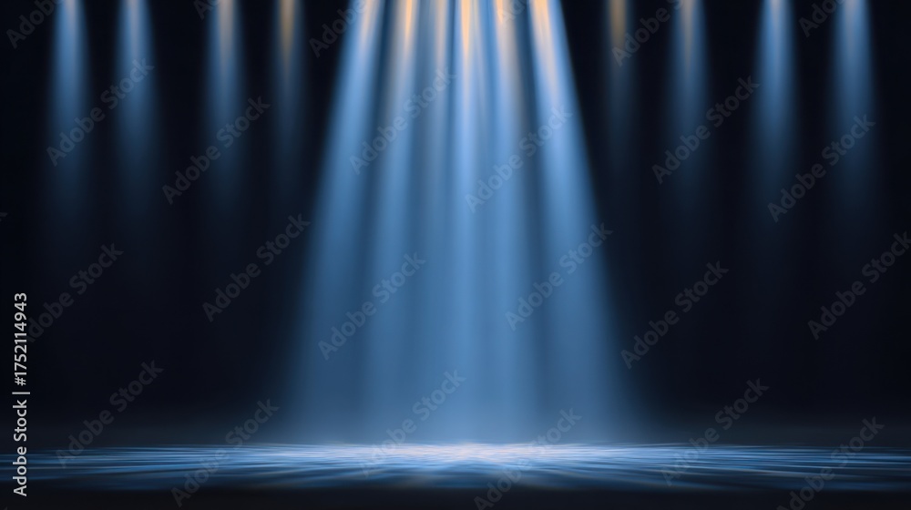 Canvas Prints abstract blue stage background with a spotlight and vertical glowing lines