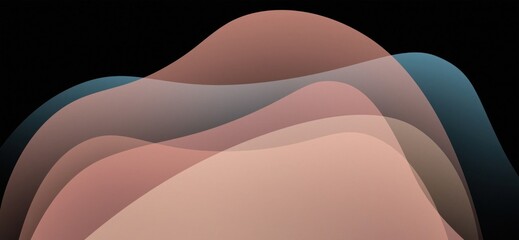 Elegant Flowing Abstract Waves: Overlapping Warm Peach and Teal Gradients on Black