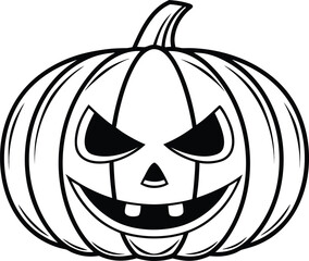 Pumpkin Carving Template Illustration. Halloween Pumpkin Outline Design. Jack O Lantern Template Art. Autumn Pumpkin Stencil Drawing. Spooky Pumpkin Face Template. Halloween Craft Template Art