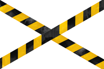 Yellow and Black Striped Barrier Tape Crossed Over Black Background Caution Warning Graphic