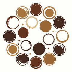 Obraz premium Grunge coffee mug ring stains vector illustration circular pattern isolated scalable graphic