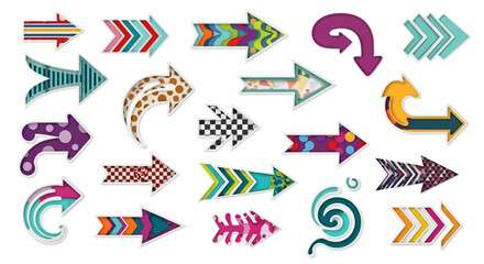 Colorful Decorative Arrows Vector Set Hand-Drawn & Playful Design Elements
