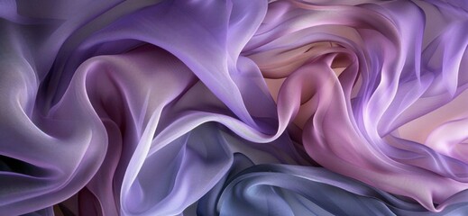 Obraz premium Dreamy Lavender & Blush Silk Fabric: Ethereal Waves, Translucent Folds, & Soft Gradients