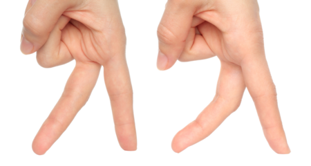 Set of hand gestures with walking fingers, isolated on transparent background