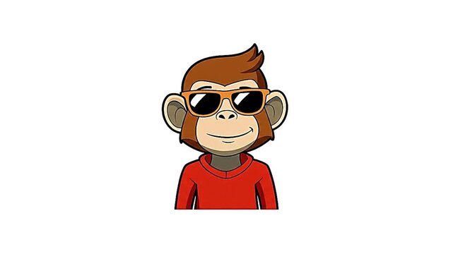 Cartoon Monkey Confident Animation on White Background