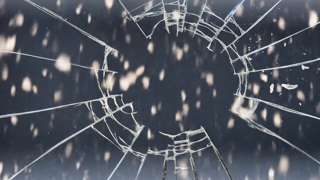 Close-up Hail Impact on Glass, Slow Motion
