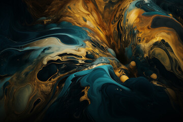 Fluid Gold & Blue Marbling