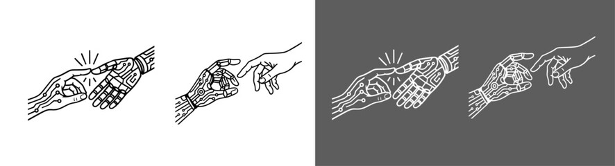 Human and AI Connection Robotic Hand and Human Touch