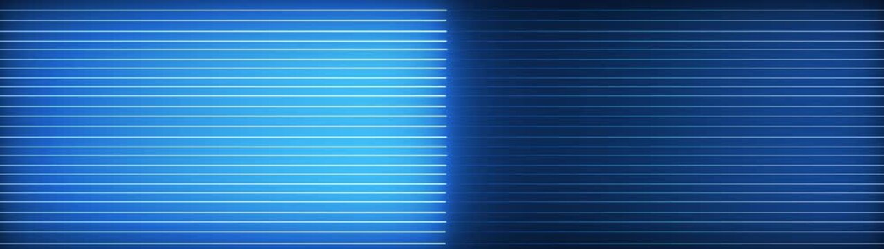 Abstract blue background with horizontal white glowing lines and a bright vertical light gradient on the right side