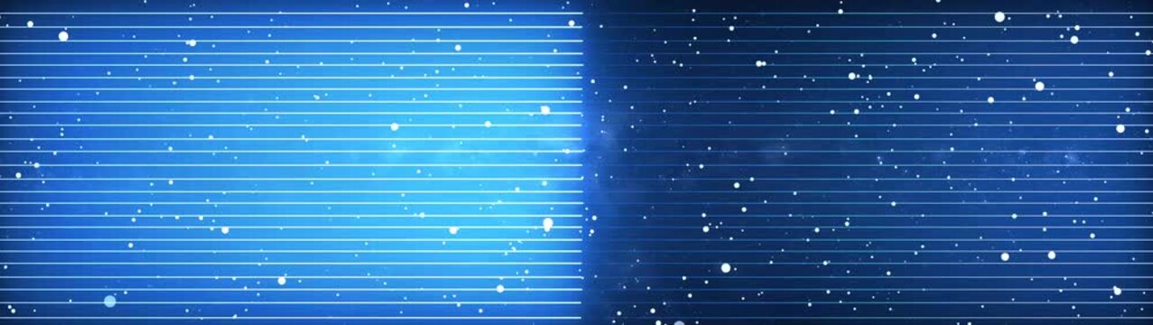 Blue starry night sky background with horizontal white lines and scattered white dots resembling stars