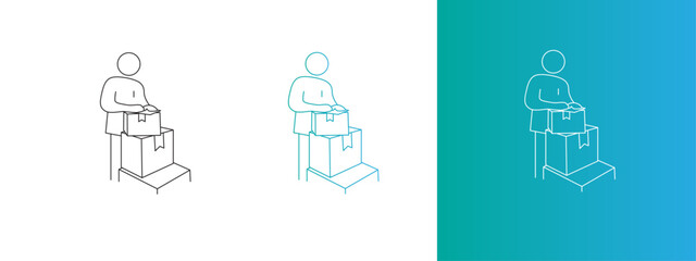 Person handling boxes on steps