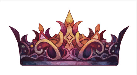 Elegant crown illustration with colorful design and artistic details isolated on black