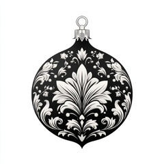 Fototapeta premium Ornate Christmas bauble, elegant black and white, festive holiday decoration