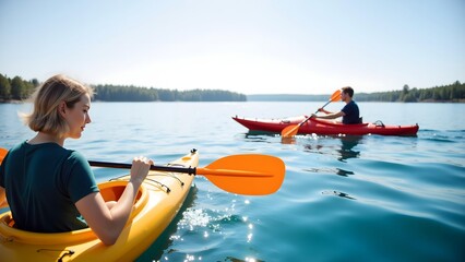 Double kayak lake adventure