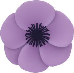 보라색아네모네꽃일러스트_중앙배치_흰배경