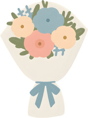 파스텔톤수국꽃다발일러스트