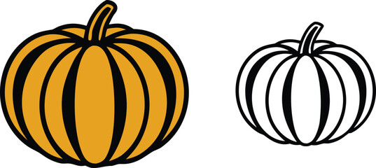Pumpkin Illustration. Monochrome Pumpkin Design. Halloween Pumpkin Artwork. Autumn Pumpkin Outline Illustration. Minimal Pumpkin Drawing. Pumpkin Silhouette Artwork. Fall Pumpkin Sketch Design