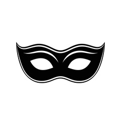 Elegant black mask with white outline for masquerade ball or party.