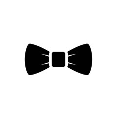 Elegant black bow tie illustration on white background for formal wear.