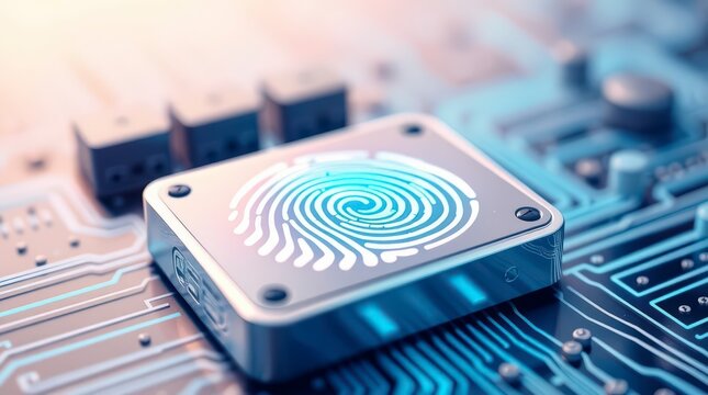 Fingerprint Sensor on Circuit Board - Powered by Adobe