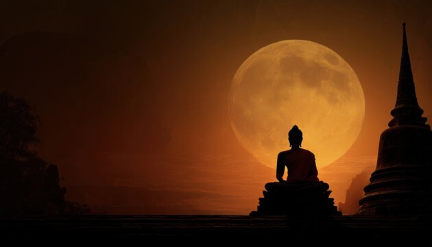 Magha Puja Day: The Celebration Of Buddha Temple Religion On The Full Moon Day - A Religious Commemoration Of Buddha.