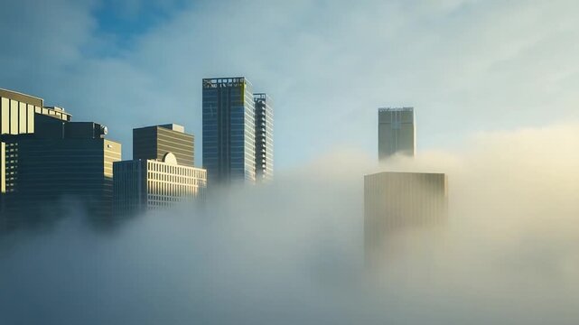 Foggy city street with misty atmosphere, perfect for mood setting