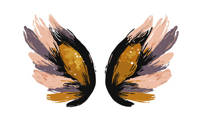 Abstract wing illustration with feather design and artistic texture