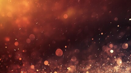 A dark background with a red gradient, close-up view, glowing specks on the edges of elements, blurred foreground, yellow light shining from above, and stars scattered in the night sky.