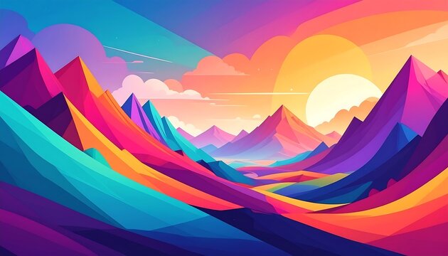 Colorful mountain landscape at sunset