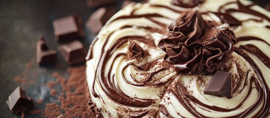 Chocolate Cake with Whipped Cream and Chocolate Drizzle