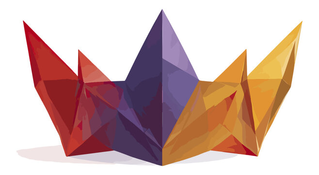 Abstract geometric crown illustration vibrant color gradient on black background