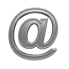 Metallic Textured At Symbol with Intricate Grid Pattern and Shadow Effect on Isolated White Background Digital Illustration Representing Online