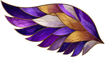 Abstract decorative wing illustration purple gold colors artistic design