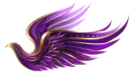 Illustration of an artistic bird with colorful wings design element isolated