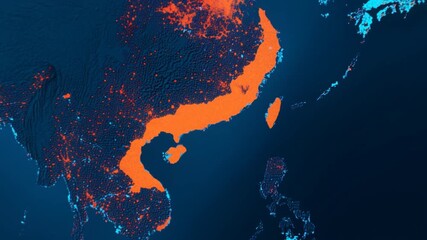 Animated world map showing data and digital information worldwide - Powered by Adobe