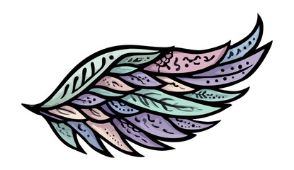 Abstract watercolor wing illustration on black background